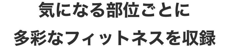 気になる部位ごとに多彩なフィットネスを収録